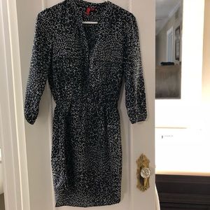 Navy Dress, cinched waist buttons to belly button